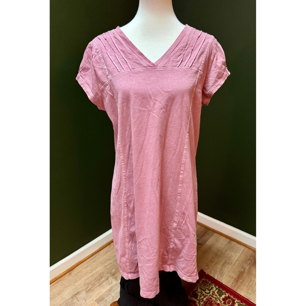 Woolrich Pink Short Sleeve V-Neck Tunic Style‎ T-Shirt Dress Women's L